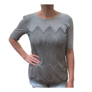 Bordeaux by Anthropologie Women's Detail Lace Top Short Sleeve XS